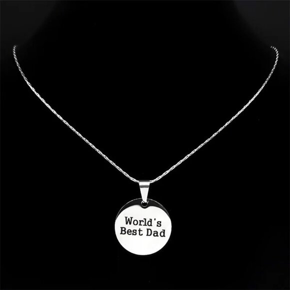 Worlds Best Dad, Fathers Day Necklace Gifts for Father's Day, Stainless Steel - Picture 4 of 6